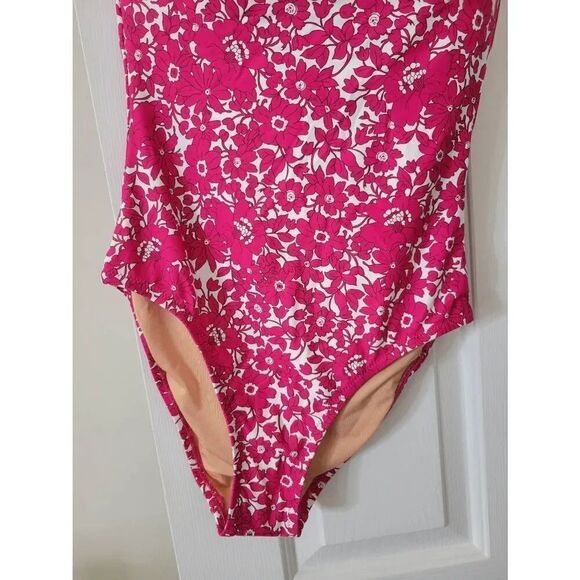 J. Crew Bow one-shoulder one-piece swimsuit in blushing meadow 8 NWT - Picture 5 of 10